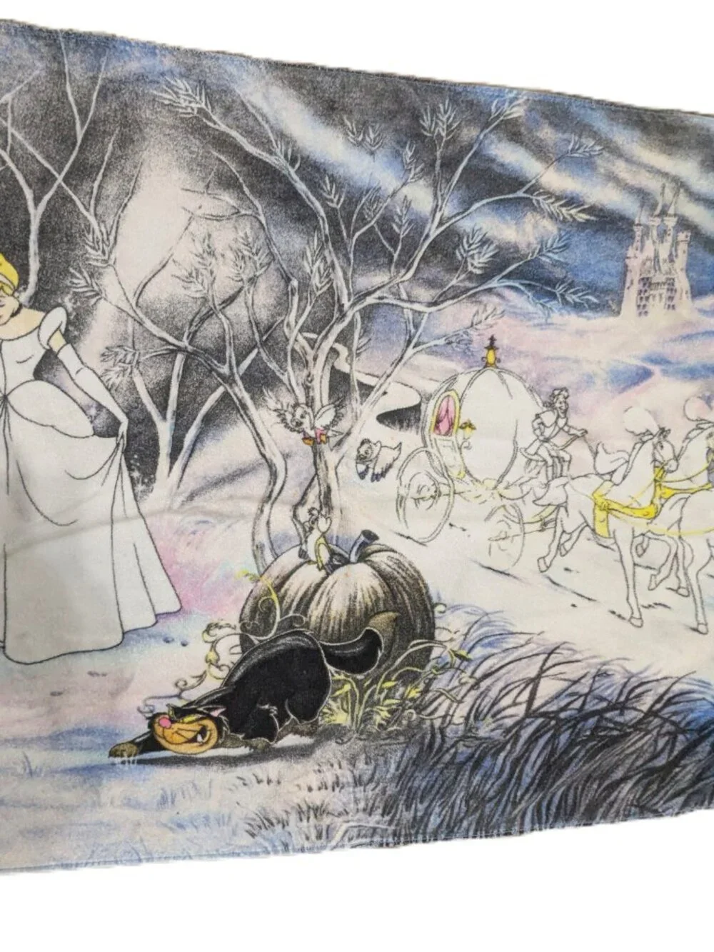 Disney Cinderella Fairy Godmother Beach Towel 90s RARE Dress Scene Flaws